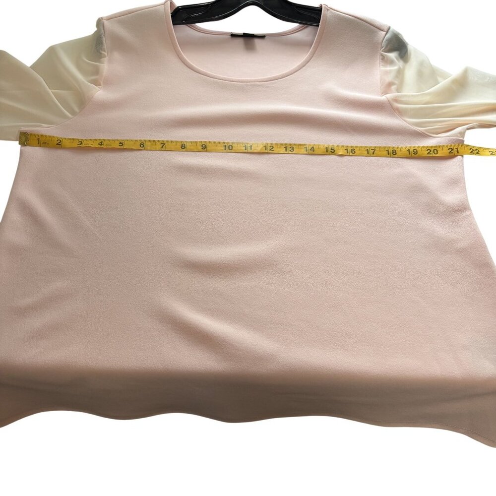 Alfani Large Light Pink 3/4 Sleeve Top With Floral Appliqué Mesh Sleeves - Picture 12 of 12